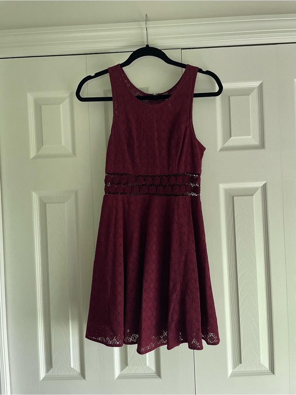 Free People Sleeveless Lace Fit & Flare Dress - Burgundy